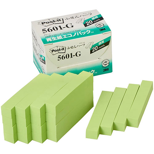 3M 【5個セット】 Post-it ポストイット 再生紙エコノパック ふせんハーフ 3M-5601-GX5