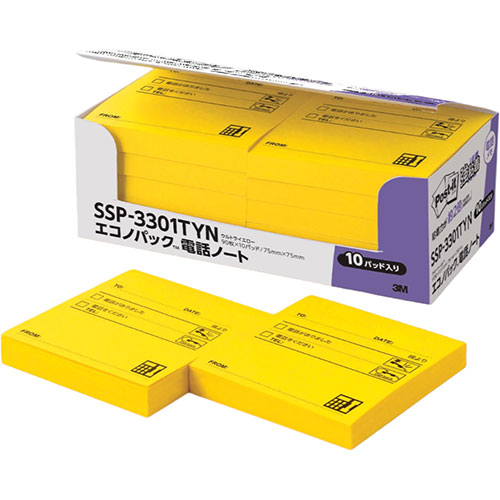 3M Post-it ポストイット エコノ強粘着電話ノートSSP-3301TYN 3M-SSP-3301TYN