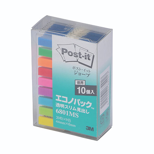 3M Post-it ポストイット ジョーブ エコノパック 透明スリム見出し 3M-6801MS