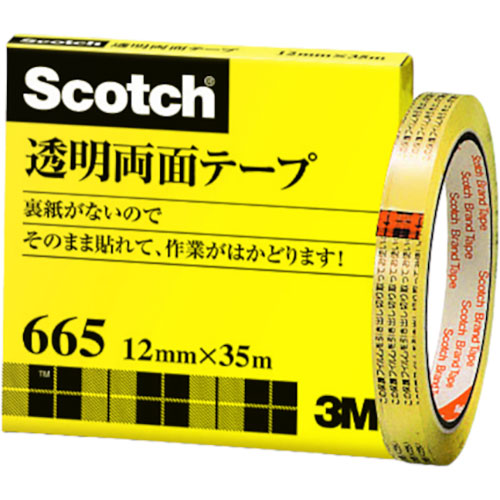 3M Scotch スコッチ 透明両面テープ 12mm×35m 3M-665-3-12
