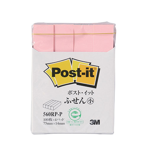 3M Post-it ポストイット 再生紙 ふせん小 ピンク 3M-560RP-P