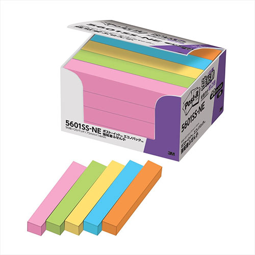 3M Post-it ポストイット エコノパック 強粘着見出し小 ネオンカラー 混色 3M-5601SS-NE