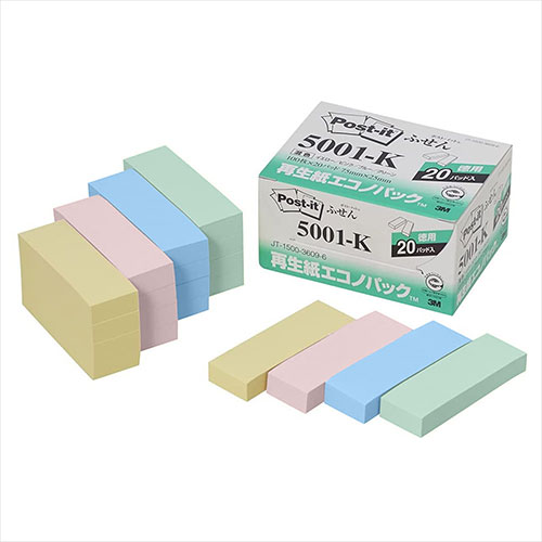 3M Post-it ポストイット 再生紙エコノパック ふせん 3M-5001-K