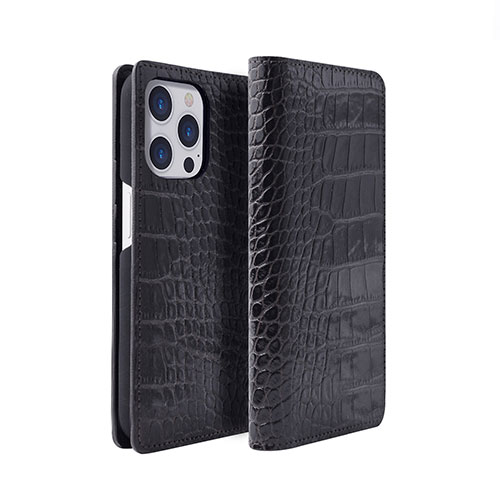 abbi SIGNATURE LIPARI イタリアンレザーダイアリーケース for iPhone 14 Pro ブラック 手帳型 ABS24078i14PBK