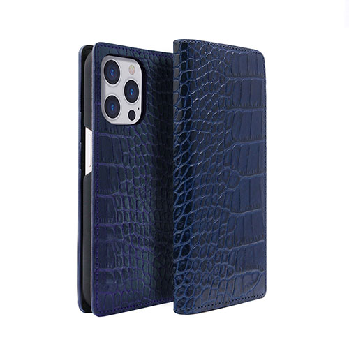 abbi SIGNATURE LIPARI イタリアンレザーダイアリーケース for iPhone 14 Pro ネイビー 手帳型 ABS24079i14PNV