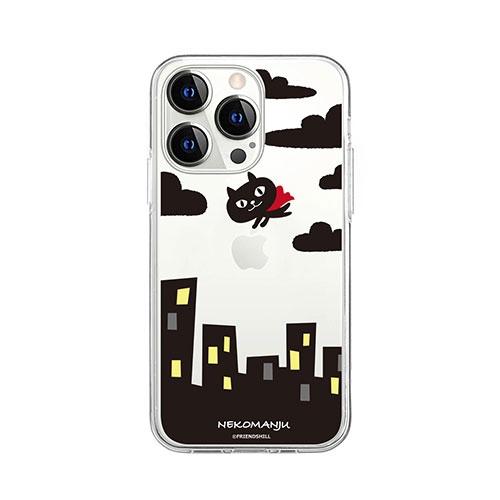 abbi FRIENDS ネコマンジュウソフトクリアケース for iPhone 14 Pro Max 赤いマント 背面カバー型 ABF24261i14PM