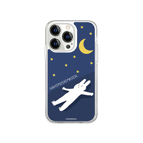 abbi FRIENDS なにもしないうさぎソフトクリアケース for iiPhone 14 Pro 夜になりましたがなにもしません 背面カバー型