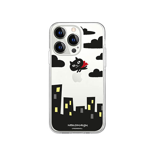 abbi FRIENDS ネコマンジュウソフトクリアケース for iPhone 14 Pro 赤いマント 背面カバー型 ABF24241i14P