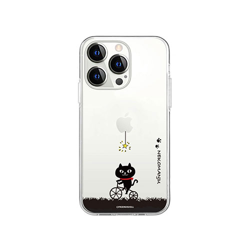 abbi FRIENDS ネコマンジュウソフトクリアケース for iPhone 14 Pro サイクリング 背面カバー型 ABF24240i14P