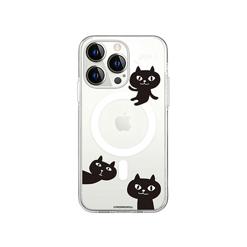 abbi FRIENDS ネコマンジュウMagSafe対応クリアケース for iPhone 14 Pro 仲良しトリオ 背面カバー型 ABF24221i14P
