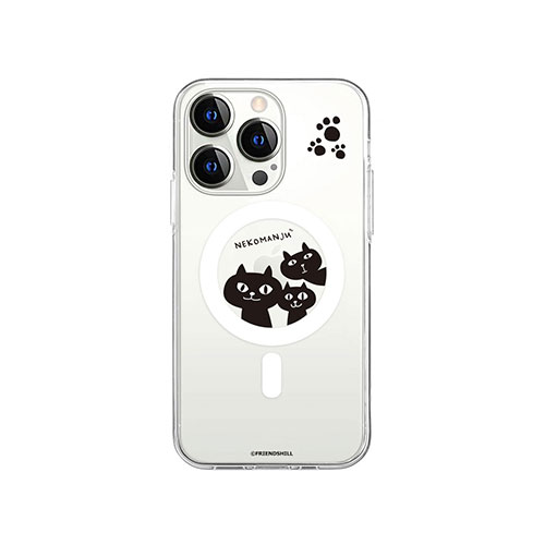 abbi FRIENDS ネコマンジュウMagSafe対応クリアケース for iPhone 14 Pro 覗いてごらん 背面カバー型 ABF24220i14P