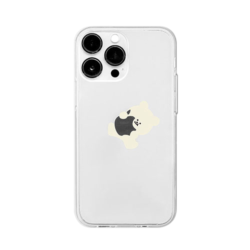 168cm ソフトクリアケース for iPhone 14 Pro Pro リンゴとくまちゃん 背面カバー型 16823837i14P