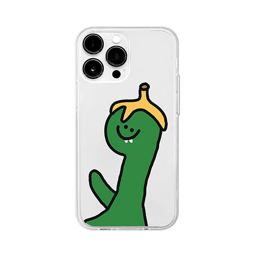 168cm ソフトクリアケース for iPhone 14 Pro Green Olly with バナナ 背面カバー型 16823842i14P
