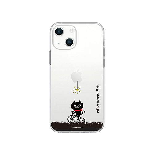 abbi FRIENDS ネコマンジュウソフトクリアケース for iPhone 14 サイクリング 背面カバー型 ABF24206i14