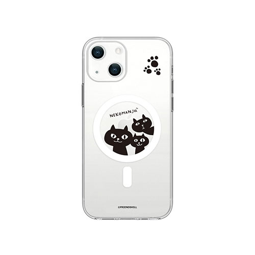 abbi FRIENDS ネコマンジュウMagSafe対応クリアケース for iPhone 14 覗いてごらん 背面カバー型 ABF24186i14
