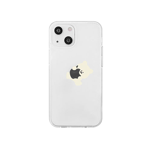 168cm ソフトクリアケース for iPhone 14 リンゴとくまちゃん 背面カバー型 16823818i14