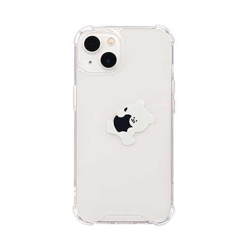 168cm ハイブリッドクリアケース for iPhone 13 リンゴとくまちゃん 168261i13