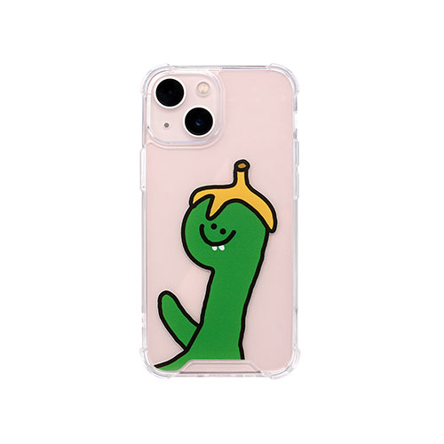 168cm ハイブリッドクリアケース for iPhone 13 mini Green Olly with バナナ 168247i13MN
