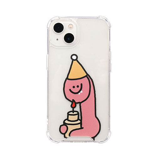 168cm ハイブリッドクリアケース for iPhone 13 Pink Olly with ケーキ 168254i13