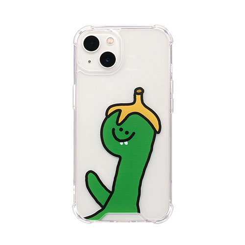 168cm ハイブリッドクリアケース for iPhone 13 Green Olly with バナナ 168255i13