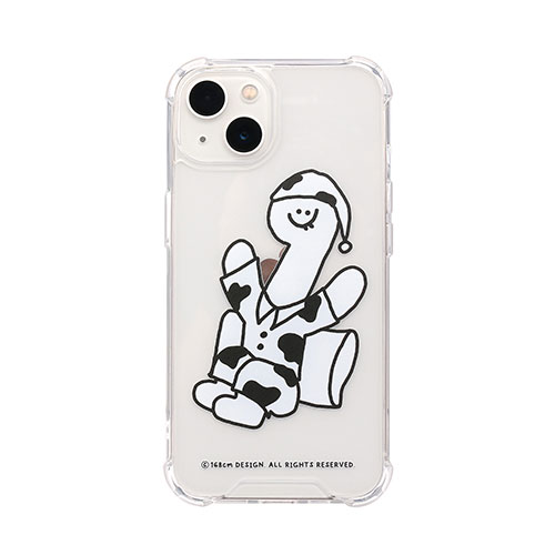 168cm ハイブリッドクリアケース for iPhone 13 White Olly with パジャマ 168257i13