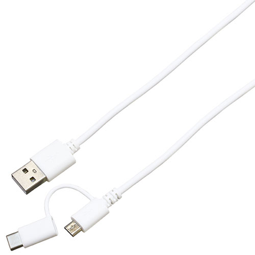 BAUT 【5個セット】BAUT 変換コネクタ付2Wayケーブル 2A 1.0m WH BUS2W100WHX5