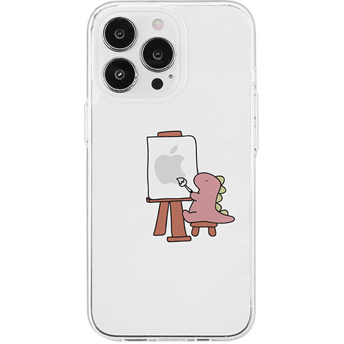AKAN AKAN エイカン ソフトクリアケース for iPhone 15 Pro おしごとザウルス―画家 ピンク AK25644i15PR