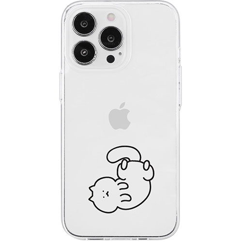 AKAN AKAN エイカン ソフトクリアケース for iPhone 15 Pro 猫ちゃんはリラックス中 AK25640i15PR