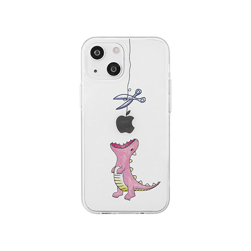 AKAN AKAN ソフトクリアケース for iPhone 14 はらぺこザウルス ピンク 背面カバー型 AK23498i14