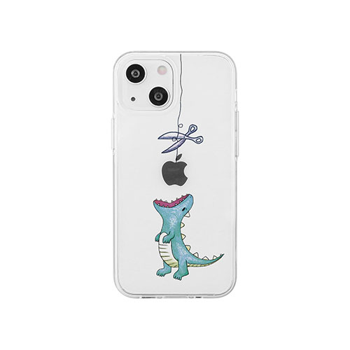 AKAN AKAN ソフトクリアケース for iPhone 14 はらぺこザウルス グリーン 背面カバー型 AK23497i14