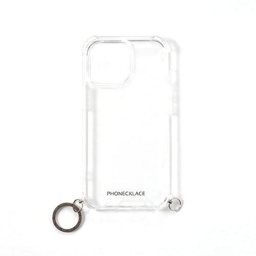 araree(アラリー) PHONECKLACE ストラップ用リング付きクリアケース for iPhone 14 Pro ガンブラックチャーム 背面カバー型