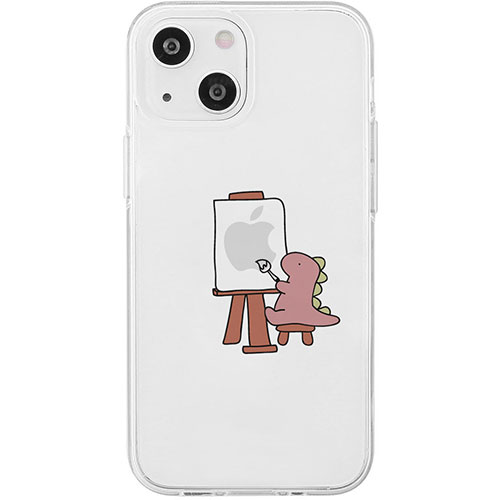 AKAN AKAN エイカン ソフトクリアケース for iPhone 15 おしごとザウルス―画家 ピンク AK25624i15