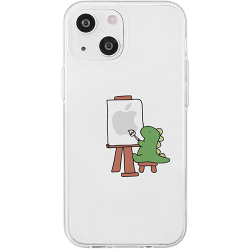 AKAN AKAN エイカン ソフトクリアケース for iPhone 15 おしごとザウルス―画家 グリーン AK25623i15