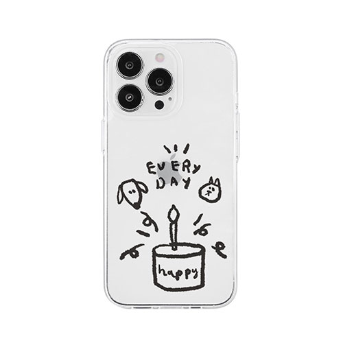 AKAN AKAN ソフトクリアケース for iPhone 14 Pro ワンにゃんバースデー 背面カバー型 AK23551i14P