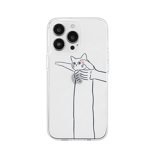 AKAN AKAN ソフトクリアケース for iPhone 14 Pro だらーんシロネコ 背面カバー型 AK23549i14P
