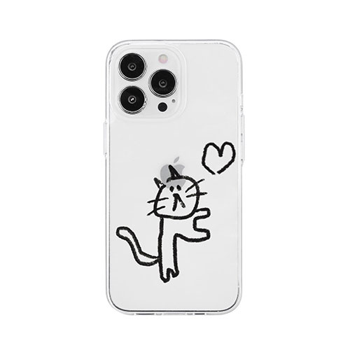 AKAN AKAN ソフトクリアケース for iPhone 14 Pro ネコハート 背面カバー型 AK23546i14P