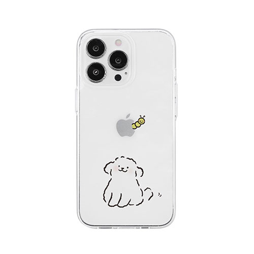 AKAN AKAN ソフトクリアケース for iPhone 14 Pro ワンちゃんと虫 背面カバー型 AK23544i14P
