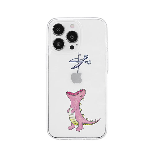 AKAN AKAN ソフトクリアケース for iPhone 14 Pro はらぺこザウルス ピンク 背面カバー型 AK23532i14P