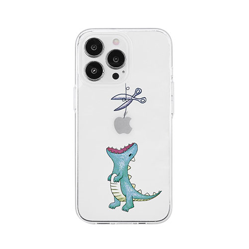 AKAN AKAN ソフトクリアケース for iPhone 14 Pro はらぺこザウルス グリーン 背面カバー型 AK23531i14P