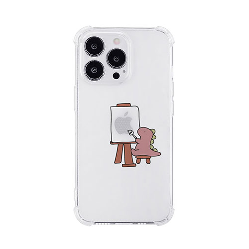 AKAN AKAN ソフトタフケース for iPhone 14 Pro おしごとザウルス―画家 ピンク 背面カバー型 AK23528i14P