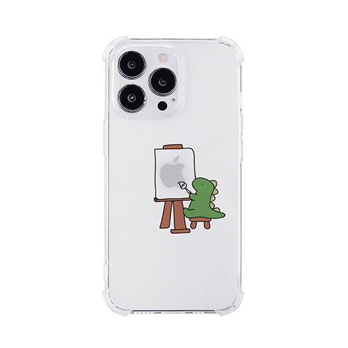 AKAN AKAN ソフトタフケース for iPhone 14 Pro おしごとザウルス―画家 グリーン 背面カバー型 AK23527i14P
