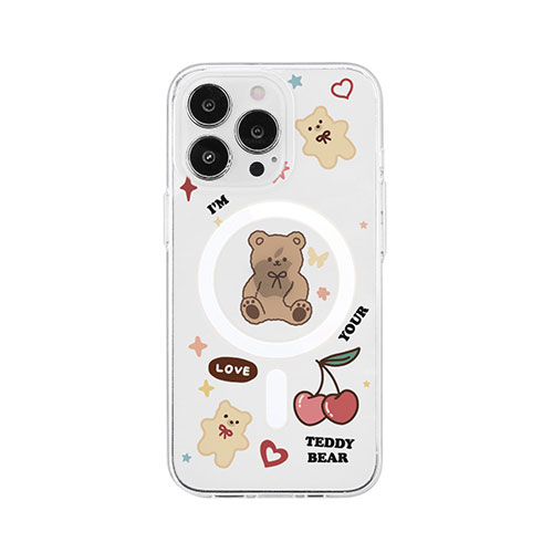AKAN AKAN MagSafe対応クリアケース for iPhone 14 Pro テディベア 背面カバー型 AK23523i14P