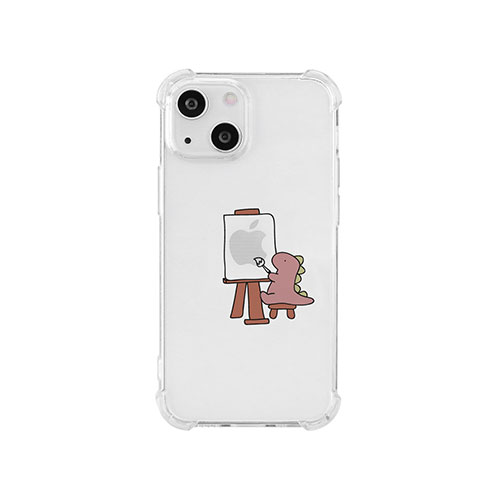 AKAN AKAN ソフトタフケース for iPhone 14 おしごとザウルス―画家 ピンク 背面カバー型 AK23494i14