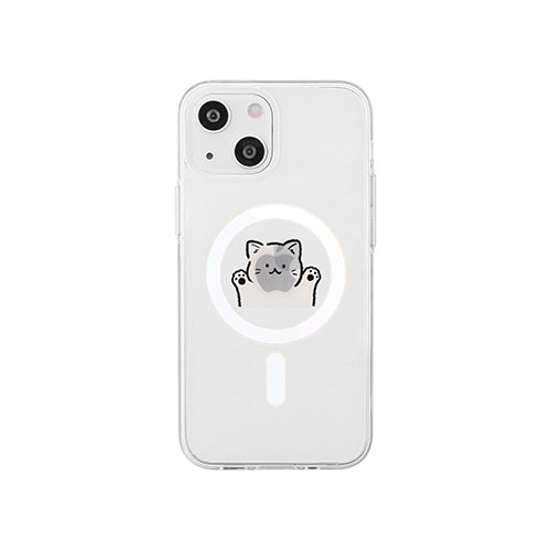 AKAN AKAN MagSafe対応クリアケース for iPhone 14 ネコちゃん 背面カバー型 AK23484i14