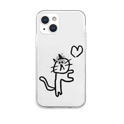 AKAN AKAN ソフトクリアケース for iPhone 13 ネコハート AK20988i13