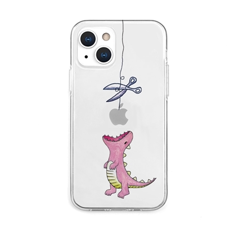 AKAN AKAN ソフトクリアケース for iPhone 13 はらぺこザウルス ピンク AK20978i13