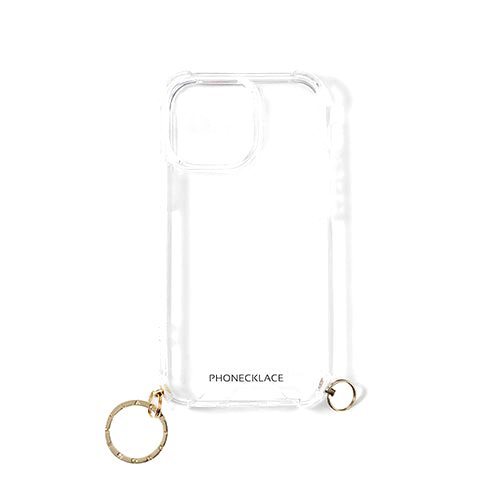 araree(アラリー) PHONECKLACE ストラップ用リング付きクリアケース for iPhone 14 Pro Max ゴールドチャーム 背面カバー型