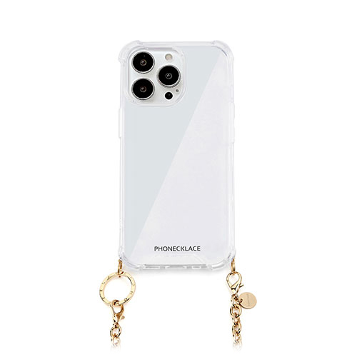 araree(アラリー) PHONECKLACE チェーンショルダーストラップ付きクリアケース for iPhone14 Pro Max ゴールド  背面カバー型