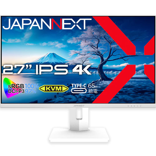JAPANNEXT JN-IPS27UHDR-C65W-HSP-W [液晶ディスプレイ 27型/3840×2160/ホワイト]