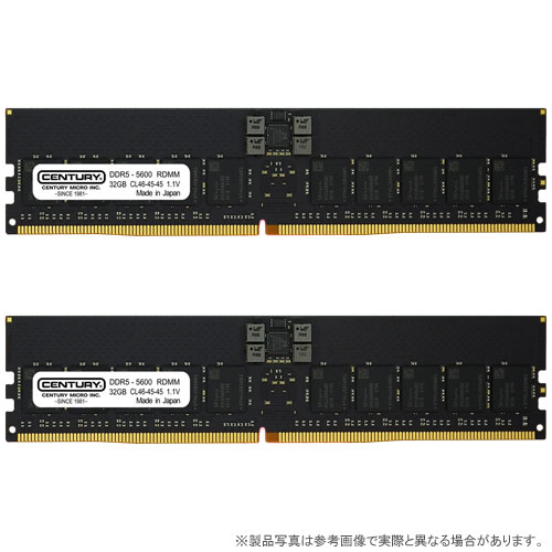 センチュリーマイクロ CB32GX2-D5RE560282 [64GB kit (32GBx2) DDR5-5600 (PC5-44800) ECC Reg DIMM 288pin Dual Rank 2048Mx8]